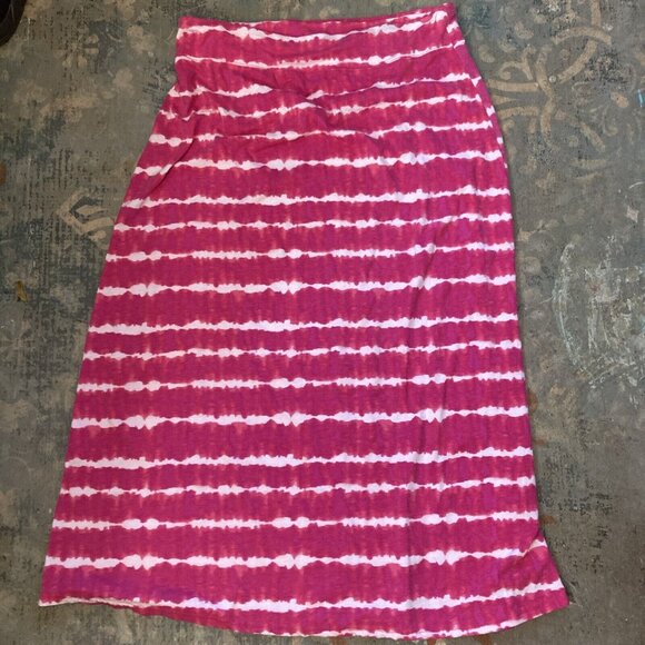 Kim Rogers Dresses & Skirts - Kim Rogers Tie Dye Maxi Skirt Pink Boho Striped Knit Long Pull On Coasta…